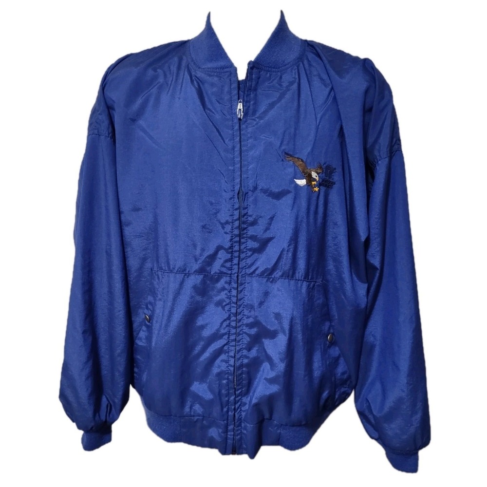 K-Products Bomber Jacket XL Mens Vintage Gorp Core Retro Blue Logo Graphic USA